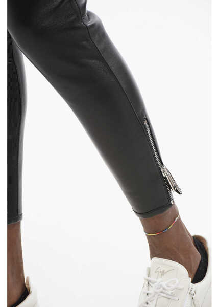 Pantaloni casual DSQUARED2 Leather Pants With Ankle Zip Black Barbati (BM 18579019) 3