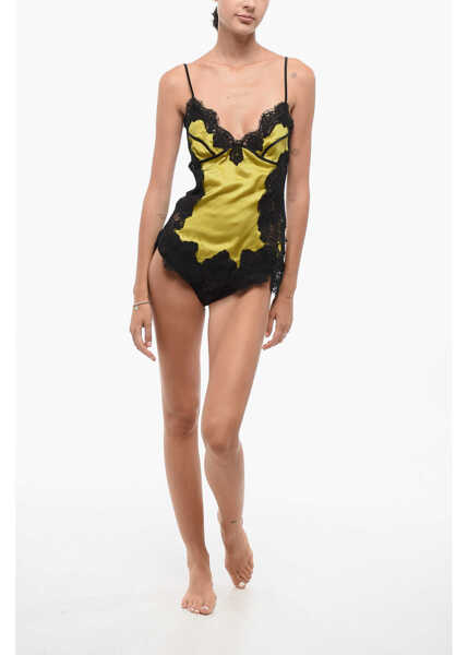 Seturi pijamale DSQUARED2 Two Tone Lace Underwear Top Yellow Femei (BM 18579022) 4