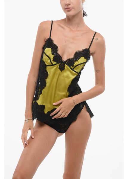 Seturi pijamale DSQUARED2 Two Tone Lace Underwear Top Yellow Femei (BM 18579022) 1