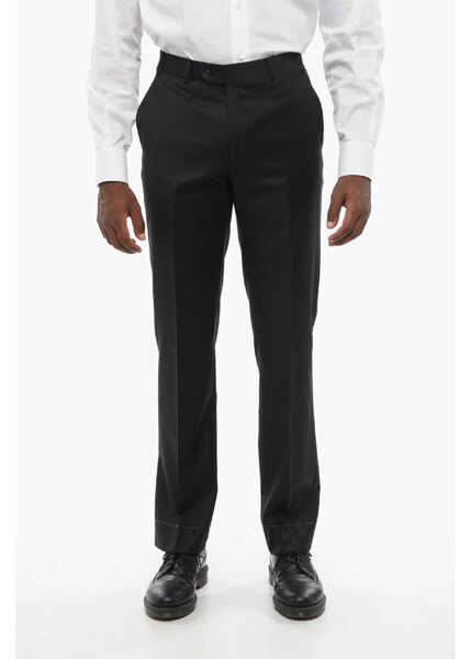 Pantaloni eleganti CORNELIANI Virgin Wool Mantua Pants With Hidden Closure Black Barbati (BM 18579034) 1