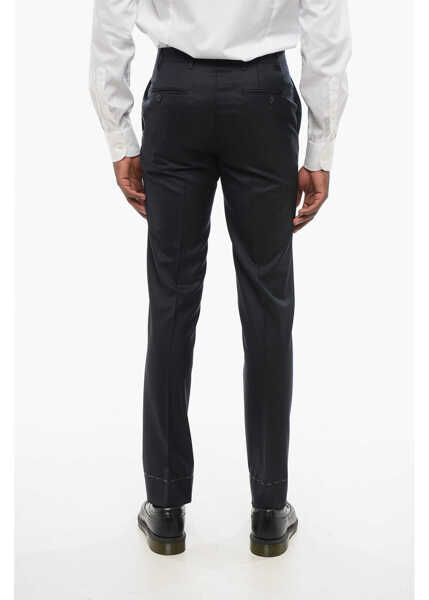 Pantaloni eleganti CORNELIANI Twill Wool Leader Pants With Belt Loops Blue Barbati (BM 18579037) 2