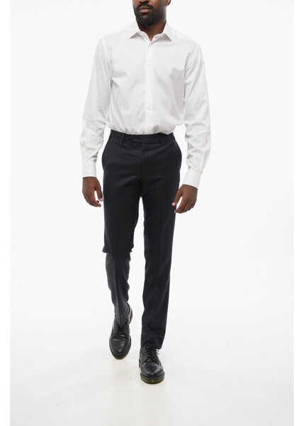 Pantaloni eleganti CORNELIANI Twill Wool Leader Pants With Belt Loops Blue Barbati (BM 18579037) 4