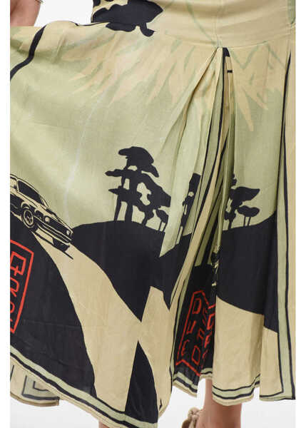 Fuste lungi DSQUARED2 Floral Print Pleated Long Skirt Green Femei (BM 18579058) 3