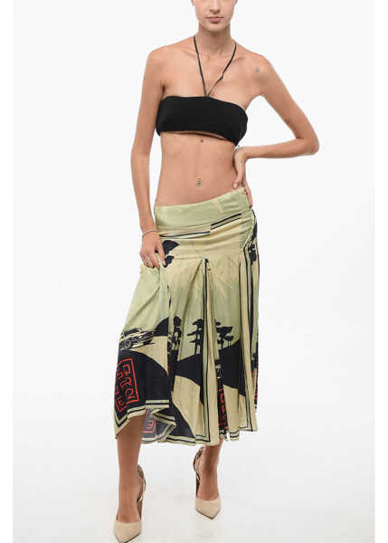 Fuste lungi DSQUARED2 Floral Print Pleated Long Skirt Green Femei (BM 18579058) 4