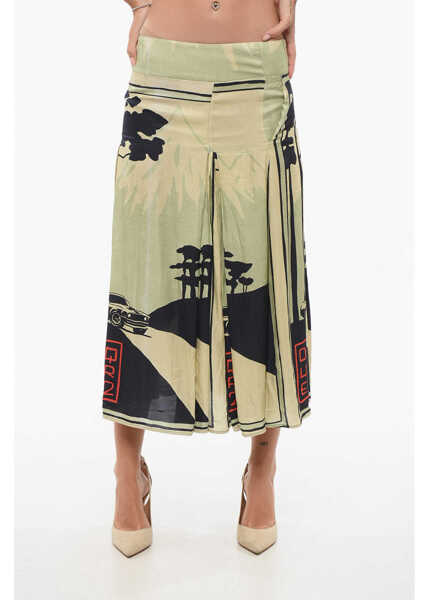 Fuste lungi DSQUARED2 Floral Print Pleated Long Skirt Green Femei (BM 18579058) 1