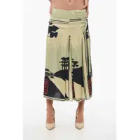 Fuste lungi Floral Print Pleated Long Skirt Femei