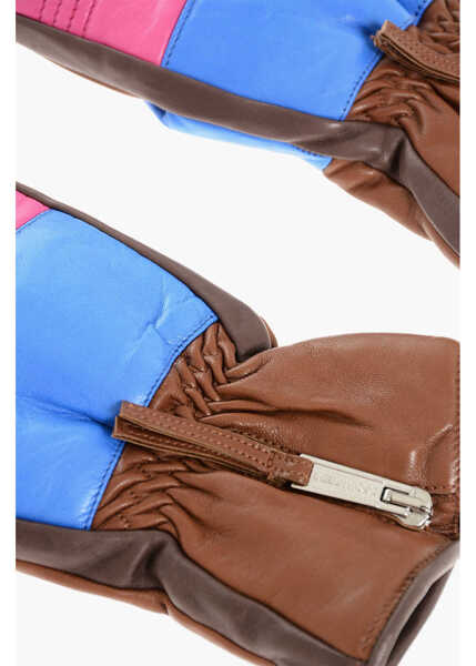 Manusi DSQUARED2 Color Block Leather Glovers With Half Zip Multicolor Barbati (BM 18579163) 2