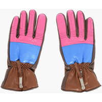 Manusi Color Block Leather Glovers With Half Zip Barbati