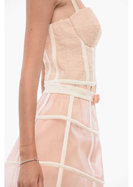 Rochii lungi Elisabetta Franchi Embroidered Dress With Circle Skirt Pink Femei (BM 18579169) 3