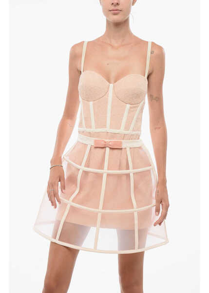 Rochii lungi Elisabetta Franchi Embroidered Dress With Circle Skirt Pink Femei (BM 18579169) 4