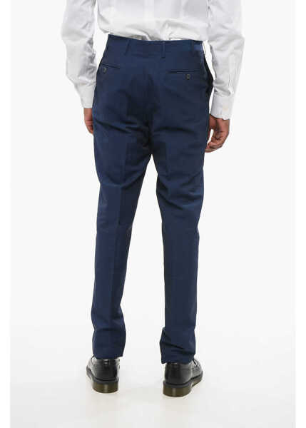 Pantaloni casual CORNELIANI Cc Collection Linen Blend Pants With Scalloped Hem Blue Barbati (BM 18579172) 2