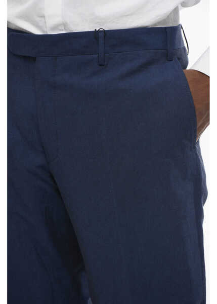 Pantaloni casual CORNELIANI Cc Collection Linen Blend Pants With Scalloped Hem Blue Barbati (BM 18579172) 3
