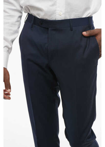 Pantaloni eleganti CORNELIANI Code 4-Pocketed Virgin Wool Pants With Concealed Closure Blue Barbati (BM 18579178) 3