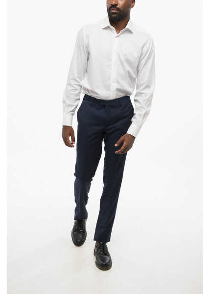 Pantaloni eleganti CORNELIANI Code 4-Pocketed Virgin Wool Pants With Concealed Closure Blue Barbati (BM 18579178) 4