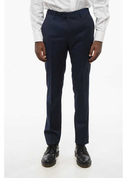 Pantaloni eleganti CORNELIANI Code 4-Pocketed Virgin Wool Pants With Concealed Closure Blue Barbati (BM 18579178) 1