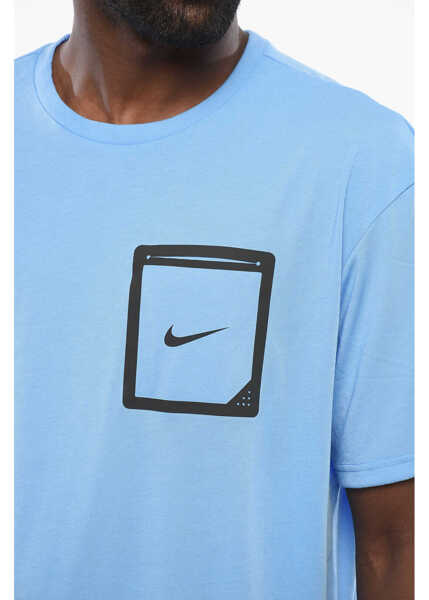 Tricouri Nike Swim Contrasting Printed Crew-Neck T-Shirt With Breast Pocke Blue Barbati (BM 18579184) 3