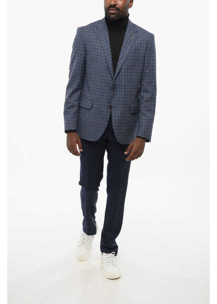 Sacouri CORNELIANI Cc Collection Wool Blend Right Single Breasted Blazer With C Blue Barbati (BM 18579199) 4