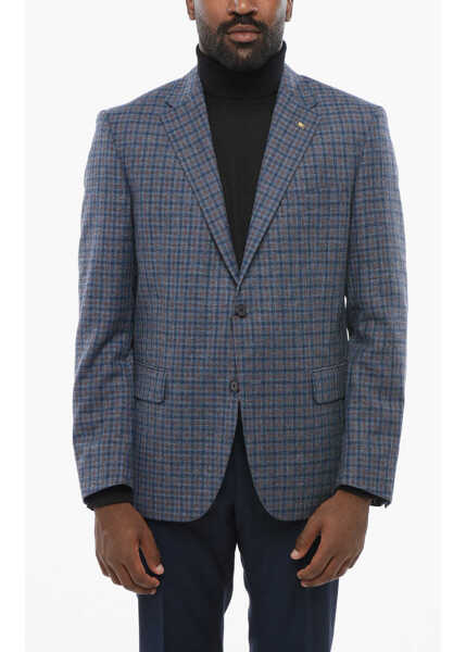 Sacouri CORNELIANI Cc Collection Wool Blend Right Single Breasted Blazer With C Blue Barbati (BM 18579199) 1