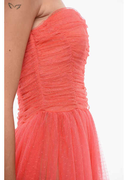 Rochii lungi Elisabetta Franchi Strepless Tulle Dress With Flared Skirt Red Femei (BM 18579211) 3