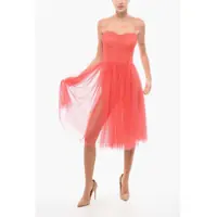 Rochii lungi Strepless Tulle Dress With Flared Skirt Femei