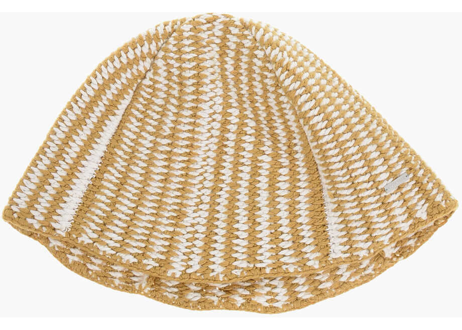Caciuli DSQUARED2 Virgin Wool Blend Two-Tone Beanie Beige Barbati (BM 18579217) 1