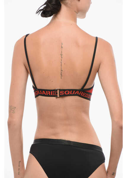 Sutiene DSQUARED2 Two-Tone Bikini Top With Logoed Band Black Femei (BM 18579223) 2