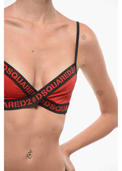Sutiene DSQUARED2 Two-Tone Bikini Top With Logoed Band Black Femei (BM 18579223) 3
