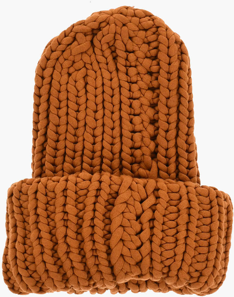 Caciuli DSQUARED2 Solid Color Braided Beanie Brown Femei (BM 18579238) 3