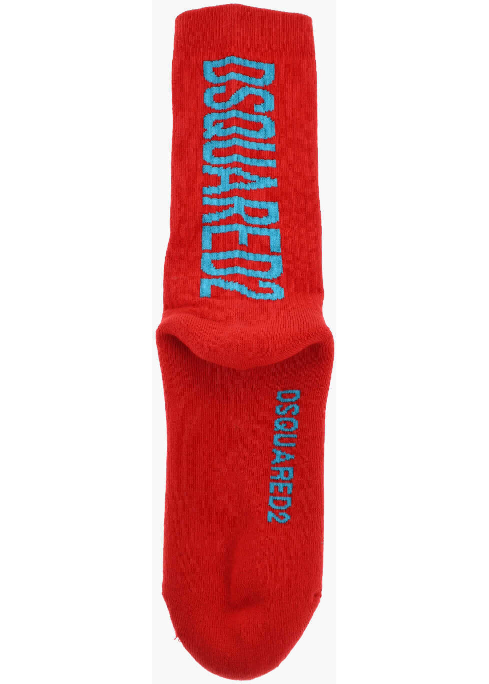 Sosete DSQUARED2 Ribbed Mid-Crew Socks With Contrasting Logo Red Barbati (BM 18579262) 3