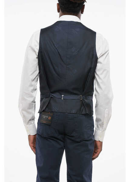 Veste costum CORNELIANI Virgin Wool Academy Waistcoat With Jetted Pockets Blue Barbati (BM 18579268) 2