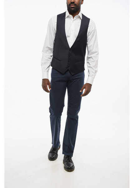 Veste costum CORNELIANI Virgin Wool Academy Waistcoat With Jetted Pockets Blue Barbati (BM 18579268) 4