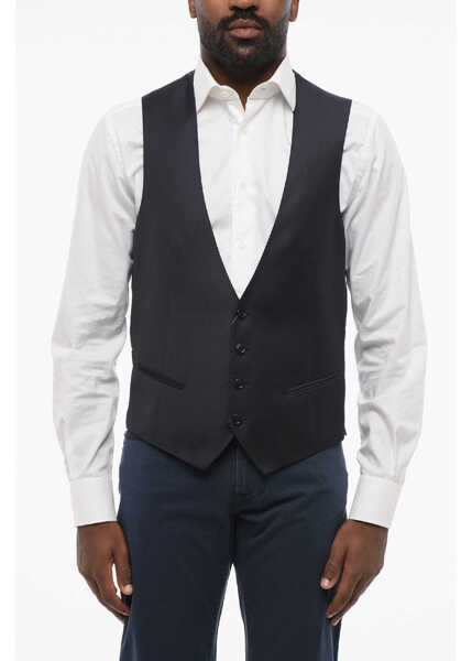 Veste costum CORNELIANI Virgin Wool Academy Waistcoat With Jetted Pockets Blue Barbati (BM 18579268) 1