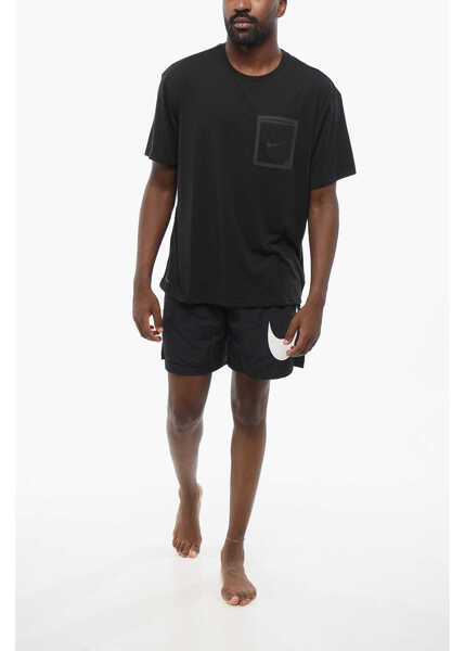 Tricouri Nike Swim Ton On Ton Printed Crew-Neck T-Shirt With Breast Pocket Black Barbati (BM 18579376) 4