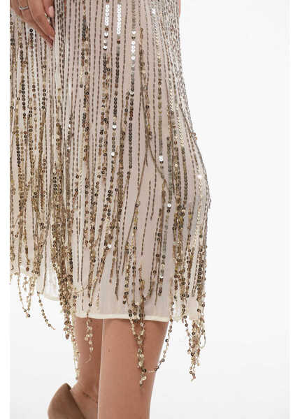 Fuste lungi Elisabetta Franchi Sequined Flared Skirt Gold Femei (BM 18579379) 3