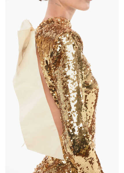 Rochii scurte Elisabetta Franchi Sequined Bare Back Dress Gold Femei (BM 18579382) 3