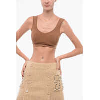Bluze Ribbed Knitted Crop Top Femei