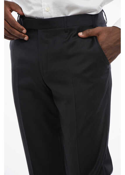 Pantaloni eleganti CORNELIANI Bi Elastic Virgin Wool Pants With Concealed Closure Blue Barbati (BM 18579397) 3