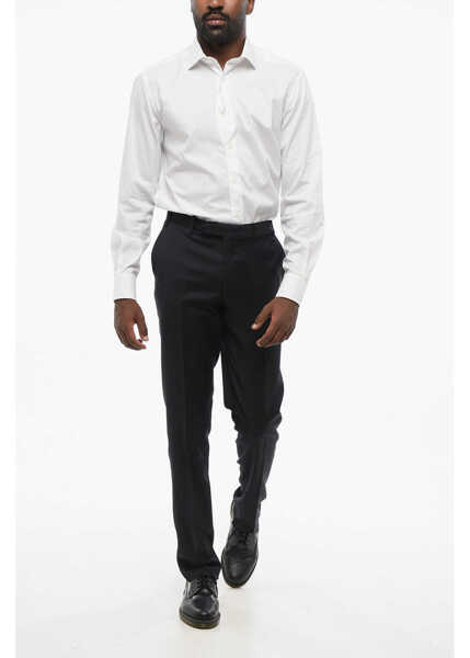 Pantaloni eleganti CORNELIANI Bi Elastic Virgin Wool Pants With Concealed Closure Blue Barbati (BM 18579397) 4