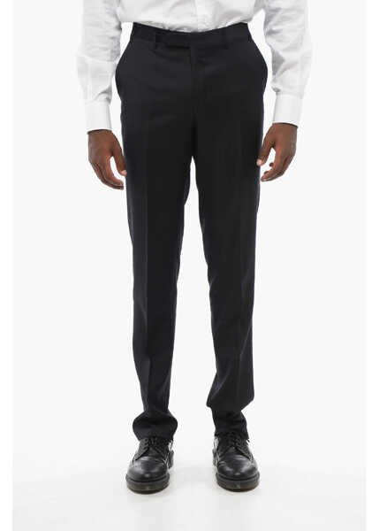 Pantaloni eleganti CORNELIANI Bi Elastic Virgin Wool Pants With Concealed Closure Blue Barbati (BM 18579397) 1