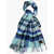 DSQUARED2 Checked Cashmere Scarf With Fringes Light Blue