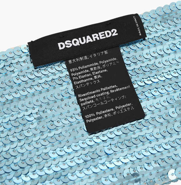 Esarfe DSQUARED2 Solid Color Sequined Foulard Light Blue Femei (BM 18579421) 3