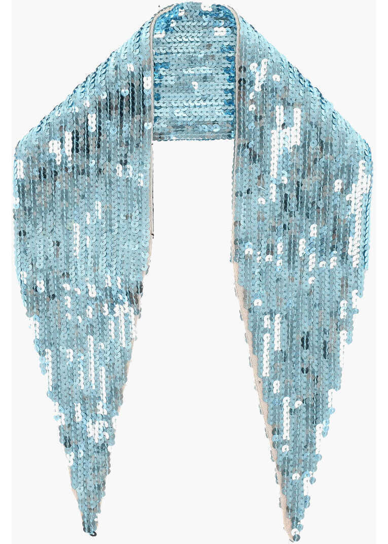 Esarfe DSQUARED2 Solid Color Sequined Foulard Light Blue Femei (BM 18579421) 1
