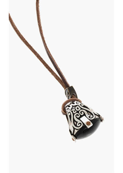 Coliere DSQUARED2 Suede Necklace With Ring Shaped Pendant Brown Barbati (BM 18579430) 2