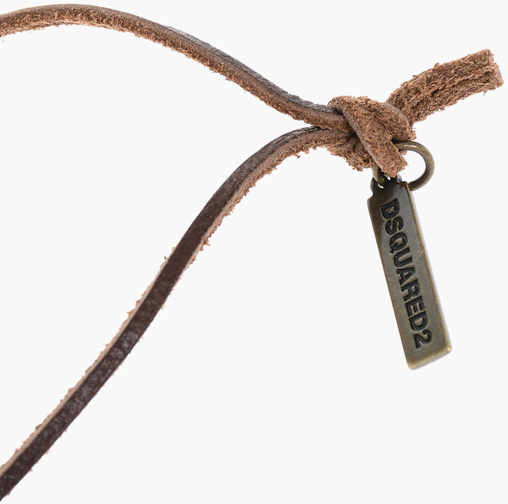 Coliere DSQUARED2 Suede Necklace With Ring Shaped Pendant Brown Barbati (BM 18579430) 3