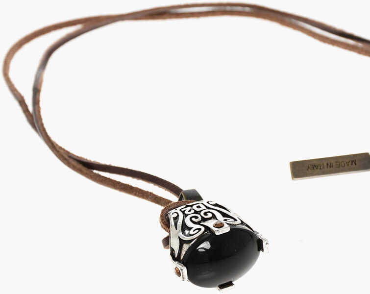 Coliere DSQUARED2 Suede Necklace With Ring Shaped Pendant Brown Barbati (BM 18579430) 4