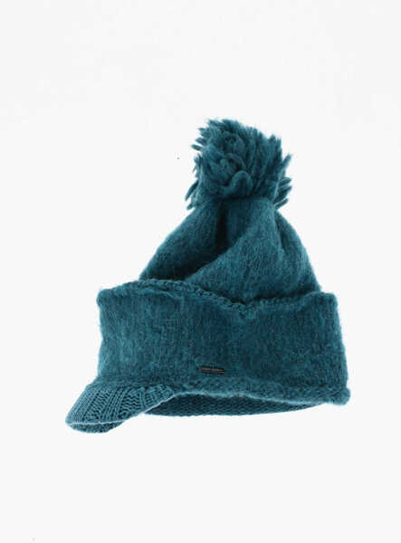 Caciuli DSQUARED2 Wool Blend Beanie With Visor Blue Femei (BM 18579451) 3