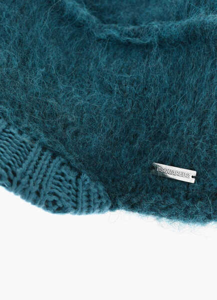 Caciuli DSQUARED2 Wool Blend Beanie With Visor Blue Femei (BM 18579451) 4