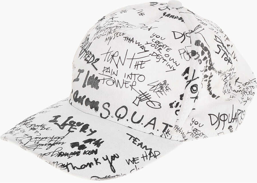 Caciuli DSQUARED2 Printed Scribbles Cap Black & White Barbati (BM 18579481) 1