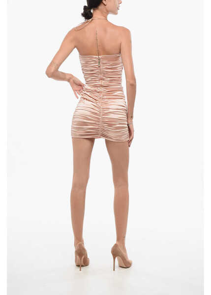 Rochii scurte Elisabetta Franchi Draped Minidress With Patch Floral Detail Pink Femei (BM 18579484) 2