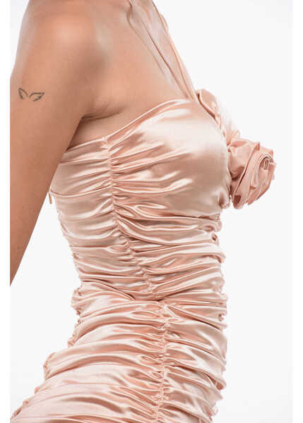 Rochii scurte Elisabetta Franchi Draped Minidress With Patch Floral Detail Pink Femei (BM 18579484) 3